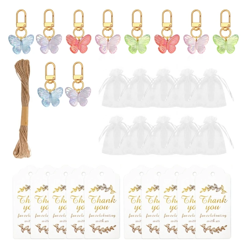 10 Pcs Butterfly Keyrings Pendant Keyholders Stylish Keychains Cartoon Animal Keychain Car Rings for Bag Decoration