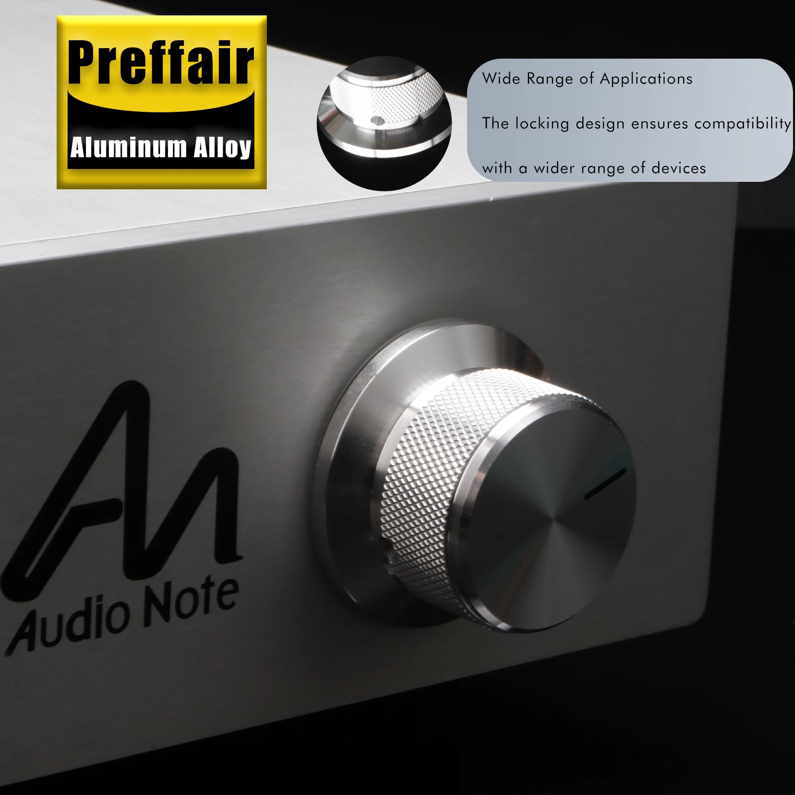 Preffair Volume Knob XN001 XN017 Silver Solid Aluminum for Guitar AMP CD Player DAC Tube AMP Potentiometer 6mm Hole