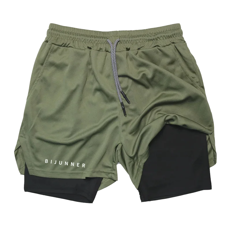 

Мужские летние спортивные шорты 2-в-1 с двойным слоем для тренировок и бега, новинка 2026 года