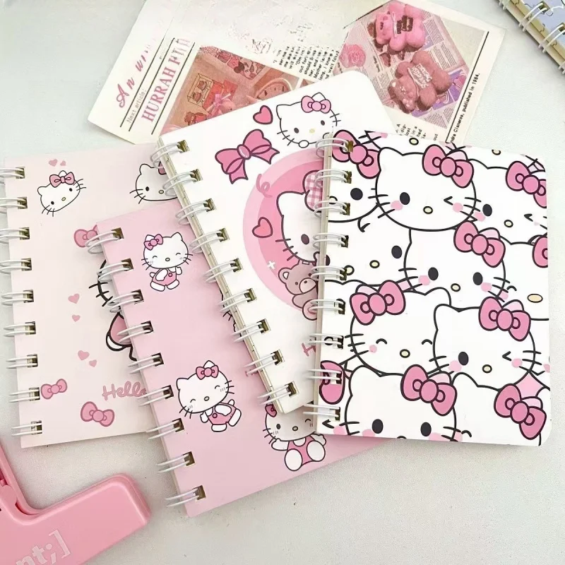 Random 1PCS 50 sheets Sanrio Hello Kitty A7 Coil Notebook Kawaii Workbook Cartoon Notebook School Supplies Holiday Gift Supplie