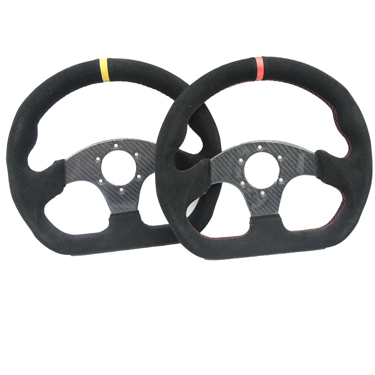 13inch 330mm Type D Steering Wheel Suede+ Carbon Fiber Steering Wheel Flat Game Steering Wheel Blue Yellow Ring