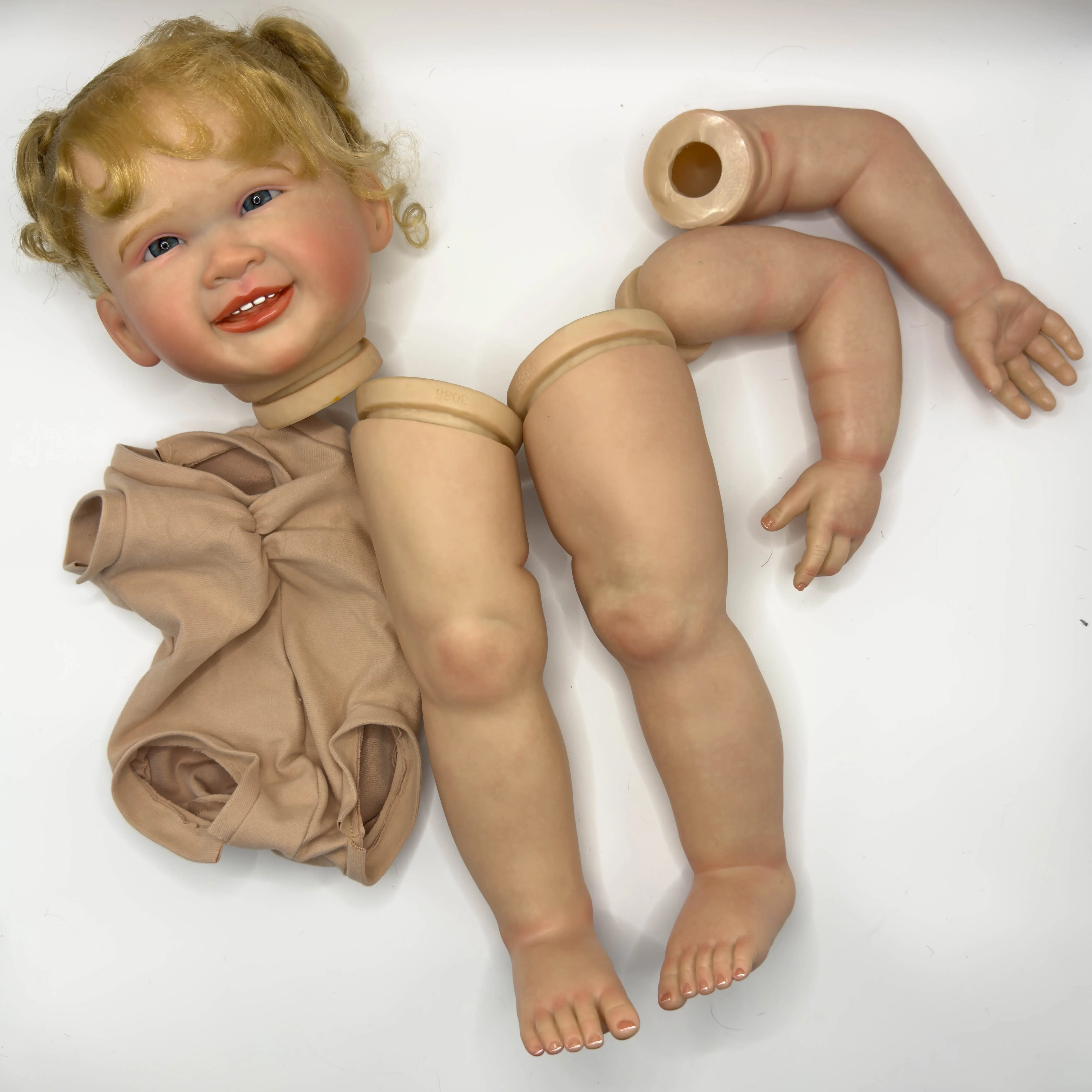 Kit Boneka Balita Reborn Renata NPK 28 inci, Bagian Boneka Belum Selesai yang Dicat dengan Rambut yang Dipasang dengan Tangan untuk Kolektor