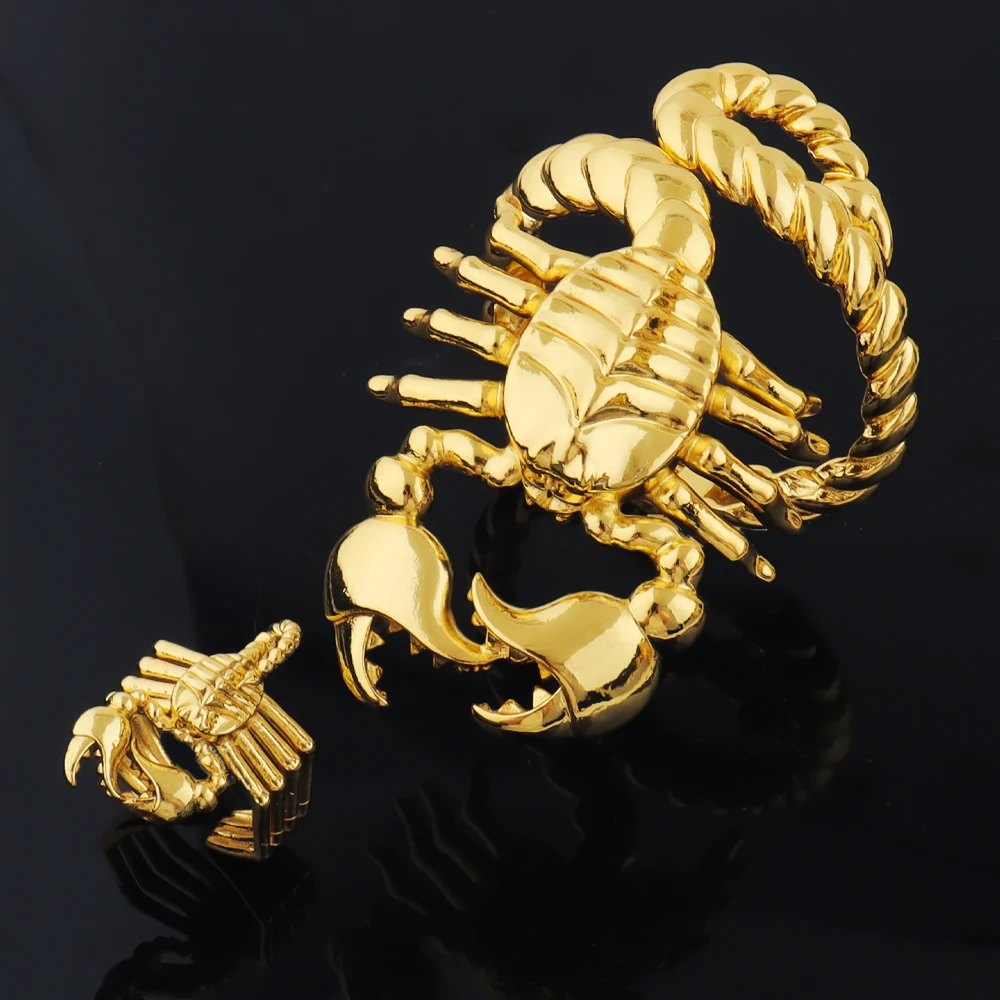 

Vintage Scorpion Design Bangles Ring set for Women 18K Gold Plated Geometric Jewelry Personality Party Gifts Wholesale