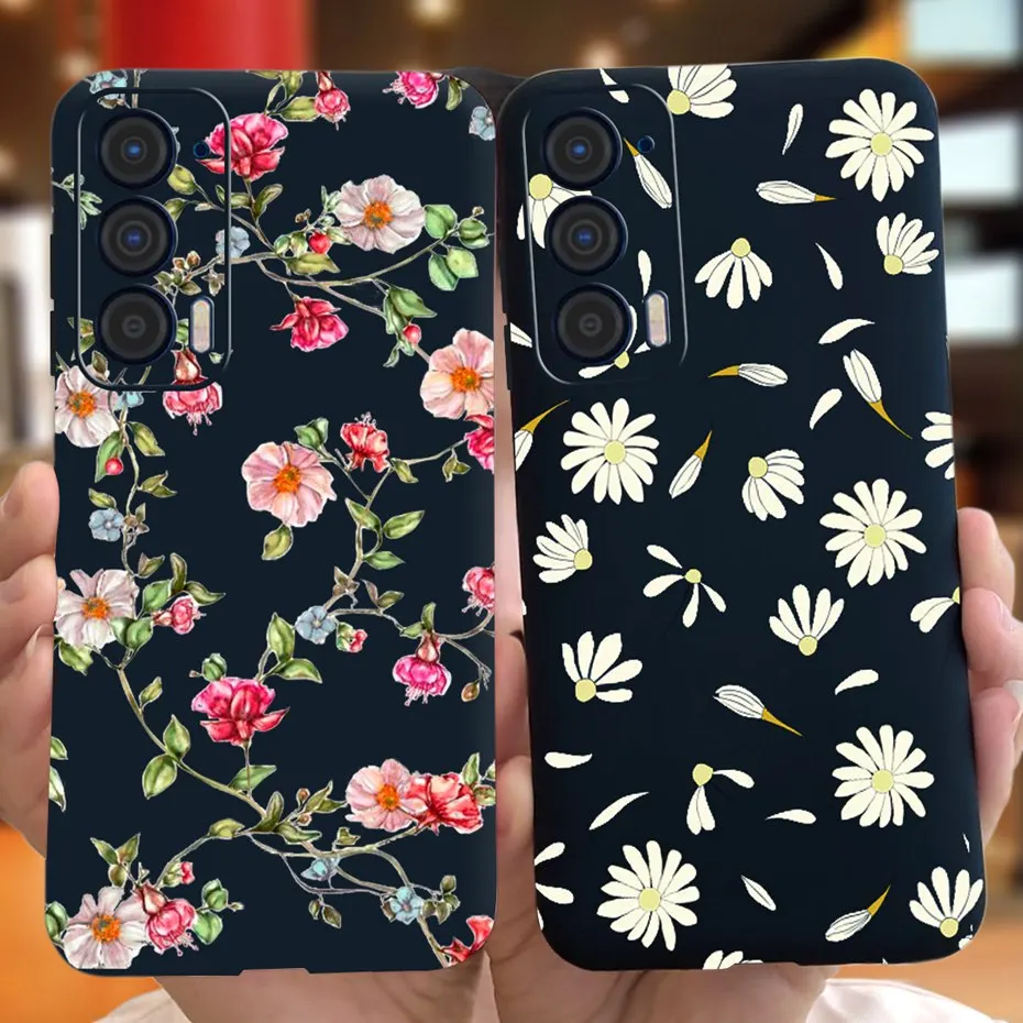 Silicon Case For Motorola Edge (2021) / Edge 5G UW (2021) Fashion Sunflower Daisy Pattern Soft Phone Cases For Edge 2021 XT2141