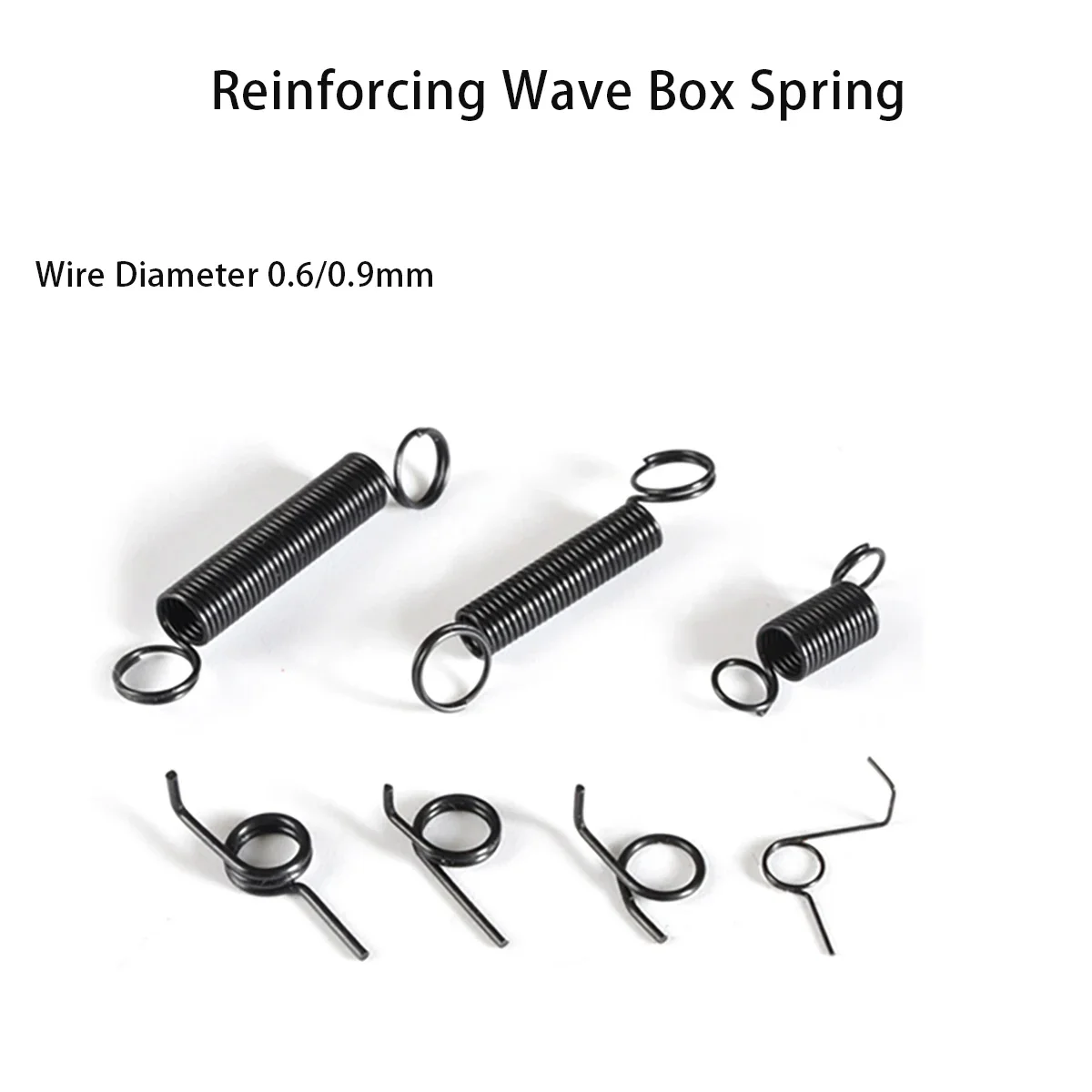 

Reinforcing Wave Box Spring Black Plating of Carbon Steel Tension Spring Torsional Spring Wire Diameter 0.6/0.9mm