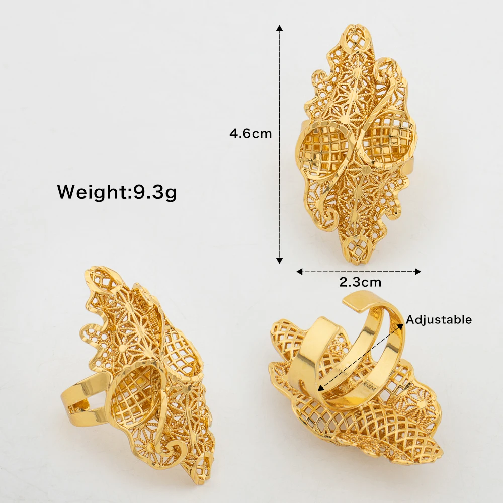 9PCS Random Rings Dubai 18K Gold Plated Flower Ring Brazilian Women Wedding Bride Jewellery Resizable Ring Jewelry Accessories