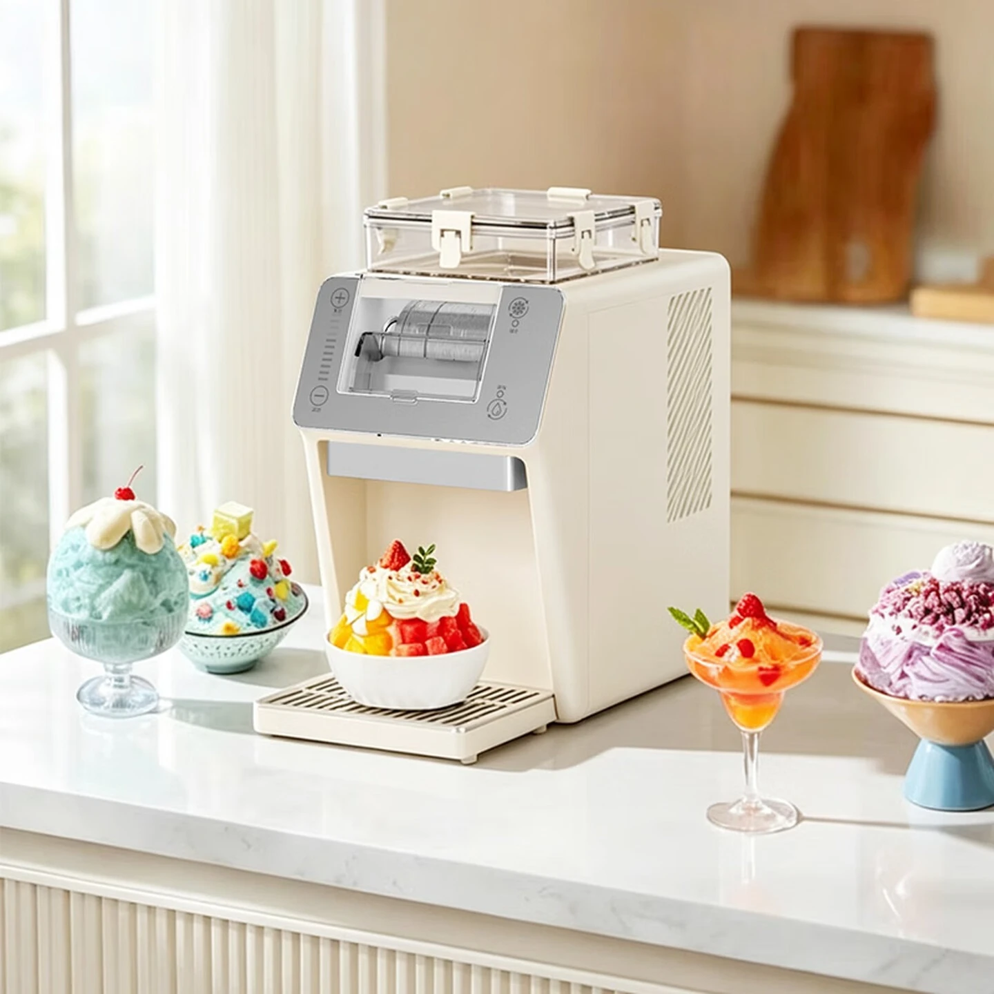 Home Small Snowflake Ice Machine, Fully Automatic Fast Ice Production, Commercial Stall Soft Ice Machine