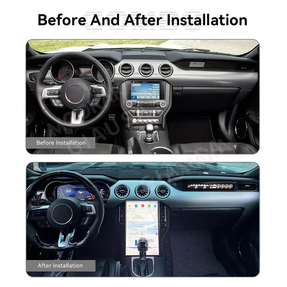 8 Core For Ford Mustang 2015-2020 Universal Car Radio Android 13 GPS Navigation WiFi Bluetooth Wireless Carplay Auto Stereo Head