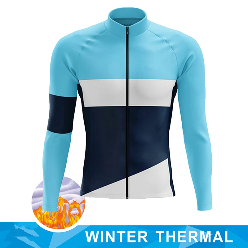 Team 2024 Heren Wielertrui Winter Thermische Fleece Lange Mouw MTB Fiets Warme Jas Racefiets MTB Kleding Outdoor Sportkleding