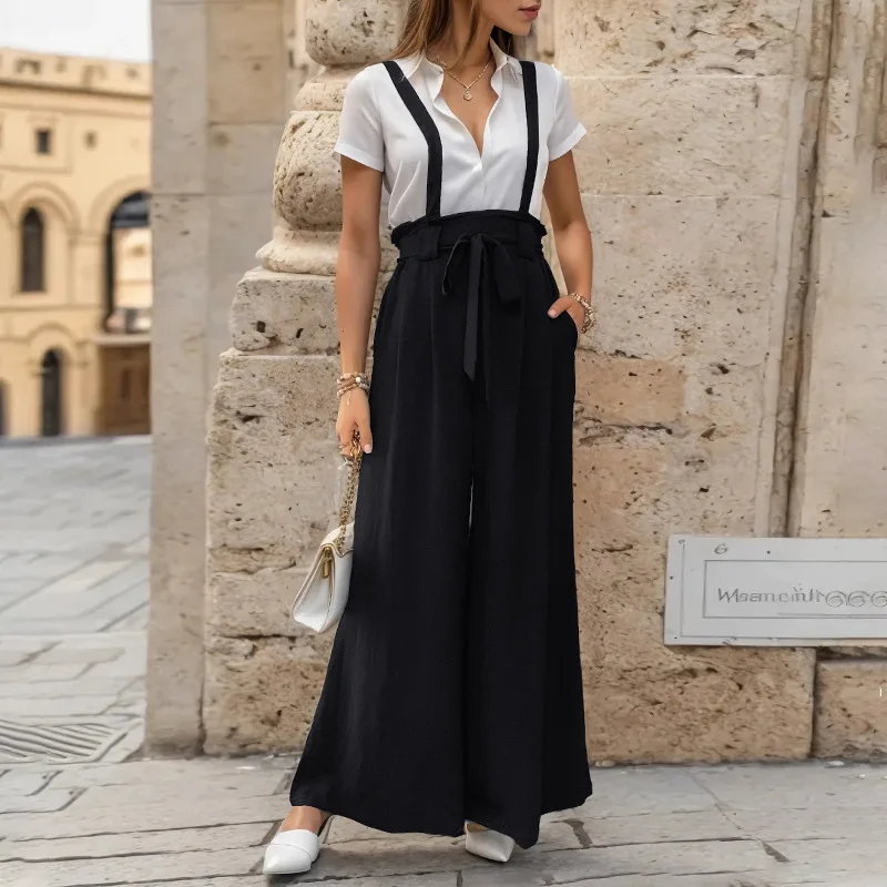 

Qybian Women Jumpsuit Vintage Style Jumpsuit With Pockets Loose Fit High Waist Wide Leg Overalls For Women A Preppy Streetwear