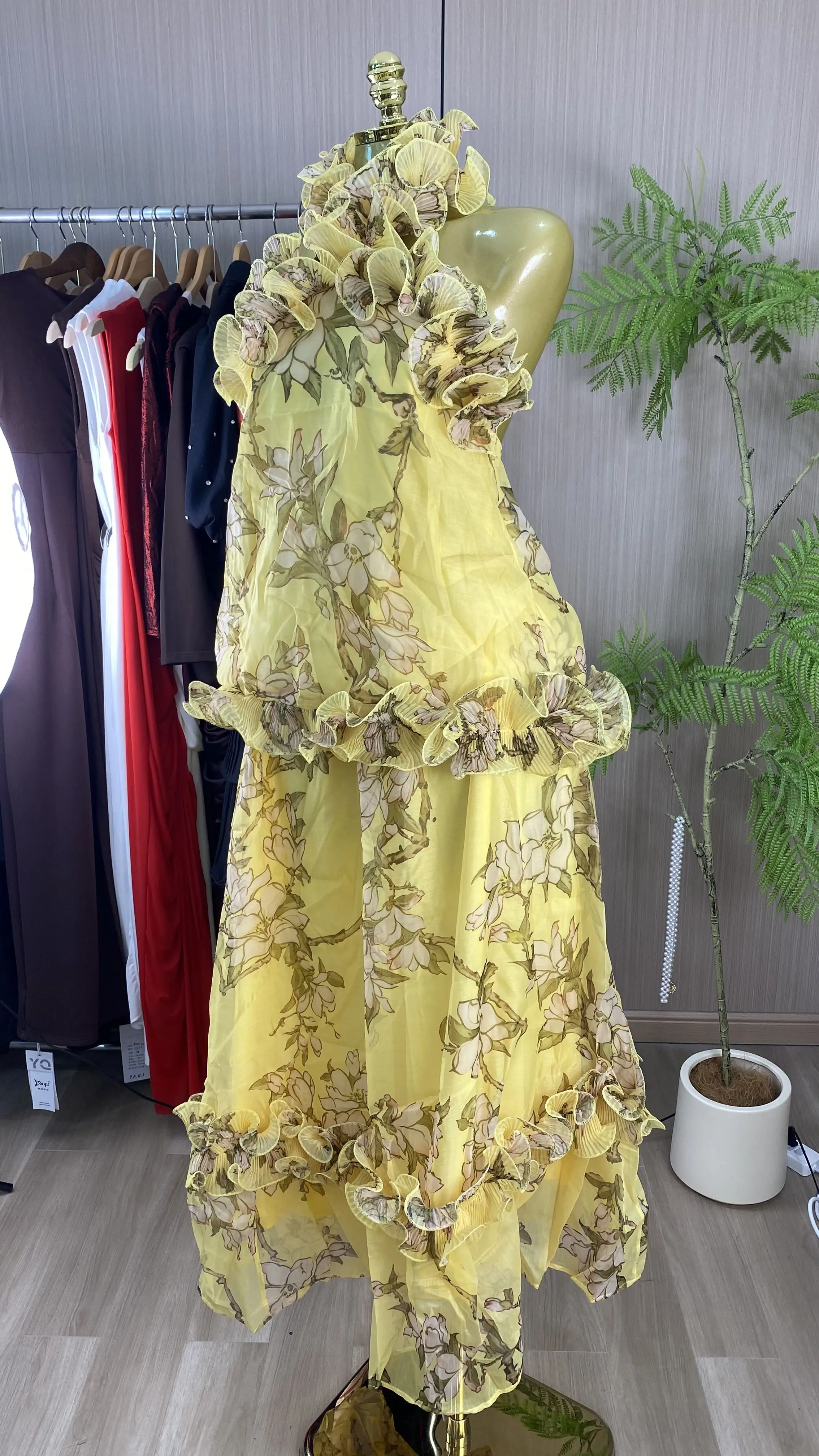 2026 High-Quality Printed Sleeveless/Short-Sleeve Top & Maxi Skirt Set-GZXX948