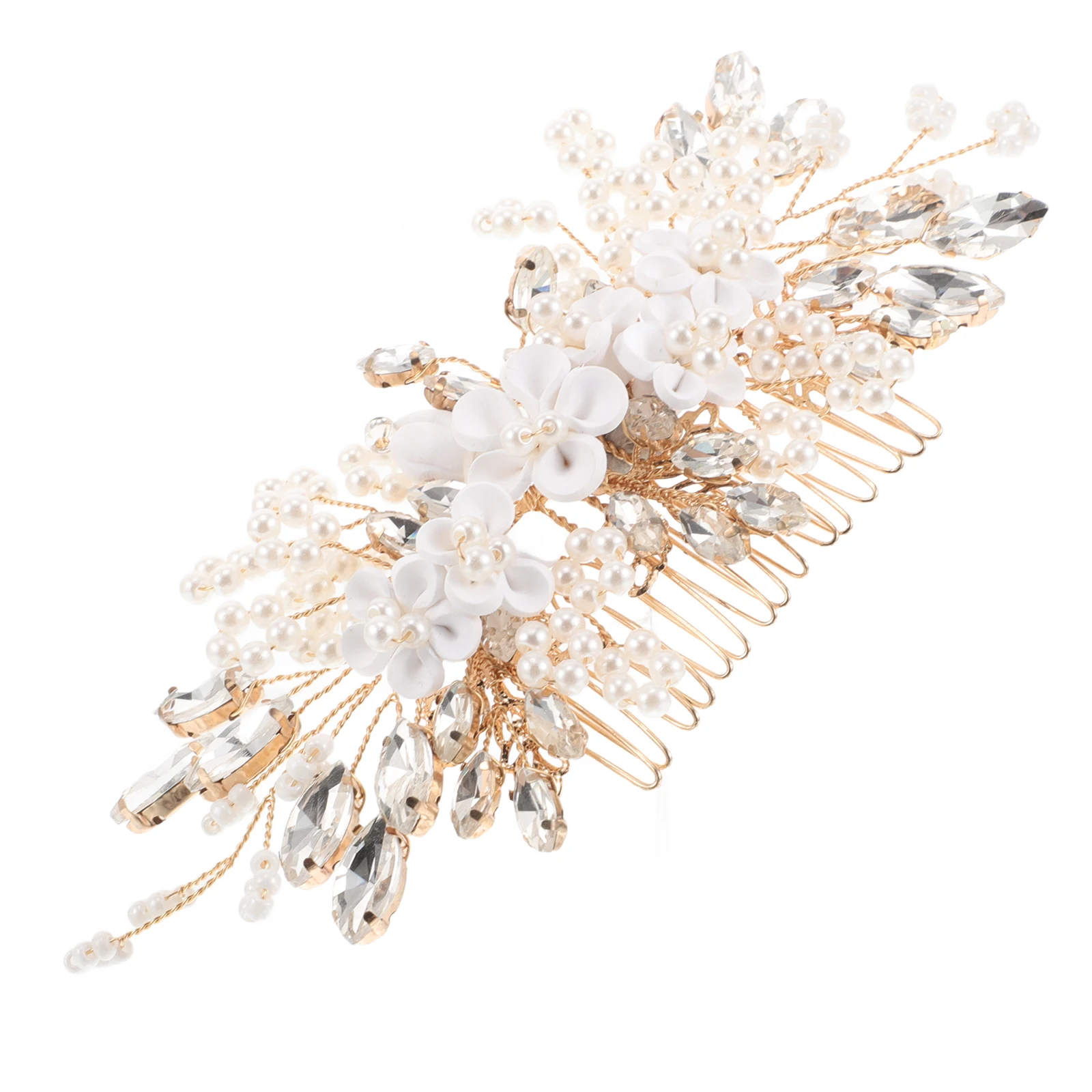 

Handmade Bridal Hair Accessories Pearl Flower Headdress Wedding Comb Vintage Style Bride Hair Piece for Women Elegant