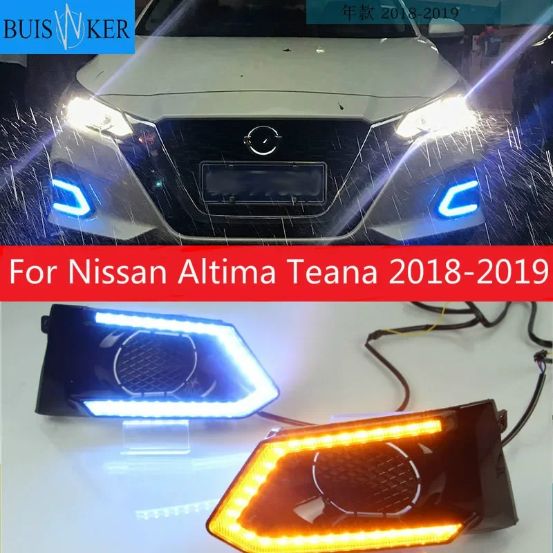 

2PC LED Daytime Running Light Waterproof Car 12V LED DRL fog Lamp with Turn Signal style Relay For Nissan Altima Teana 2018-2019