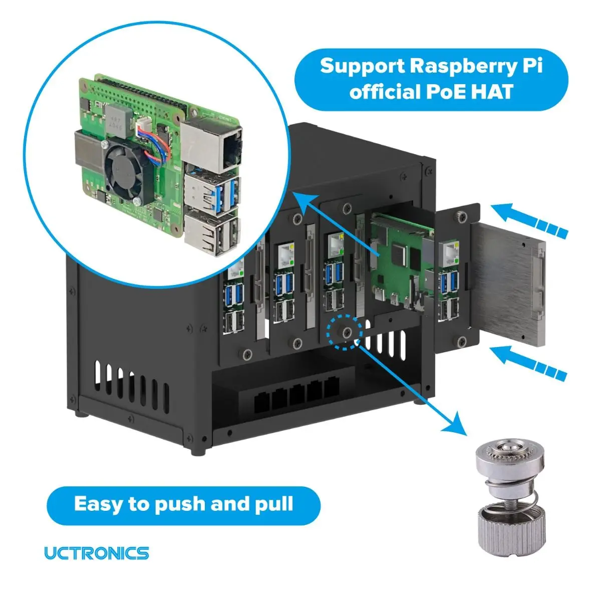 Imagem -06 - Uctronics-gabinete Completo Atualizado para Raspberry pi Cluster Compatível com pi 4b 3b Mais 3b e Outro Modelo b Casa até 4