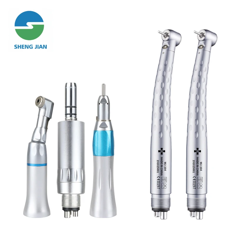 

Dental High Speed LED Handpiece Kit External Straight Handpiece Contra Angle Air Turbine B2 M4 Set Triple Water Spary Tips Drill