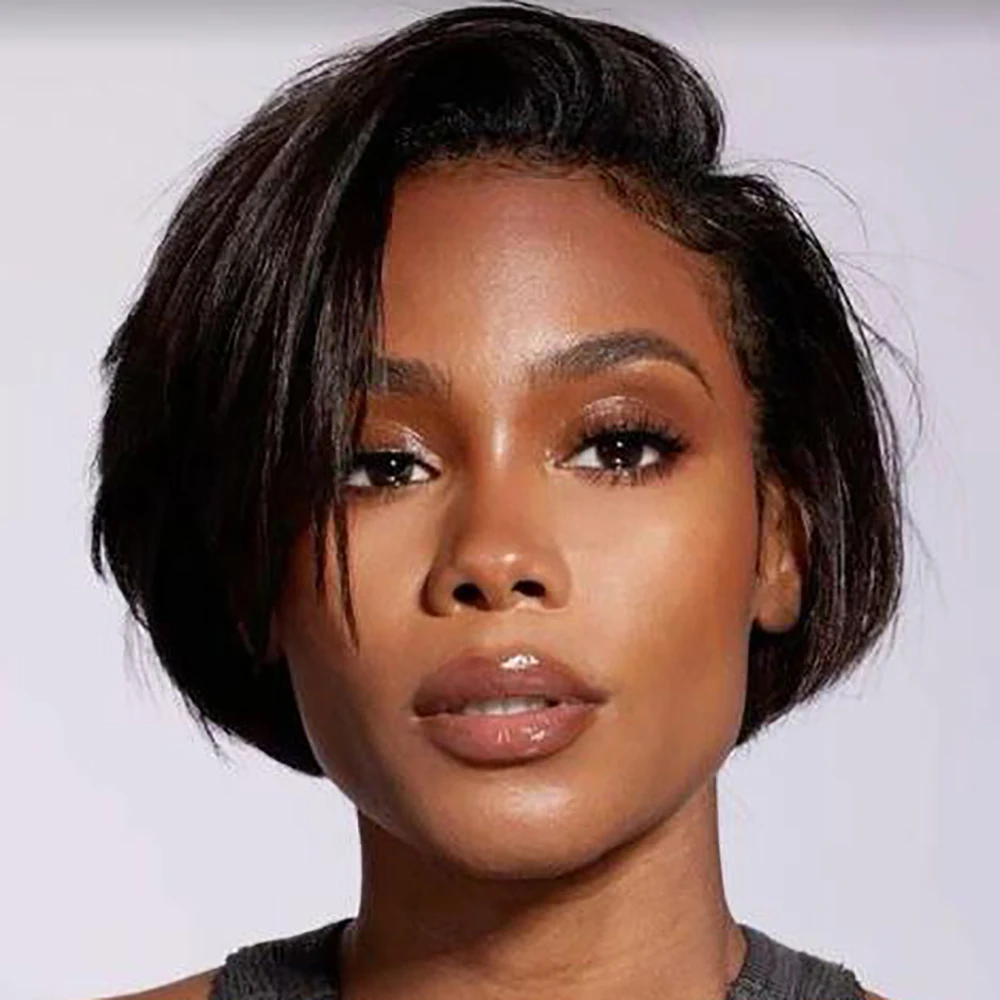 ピクシーカットウィッグ人毛ウィッグカラフルショートボブ13X4X1透明レースフロントウィッグストレート人毛