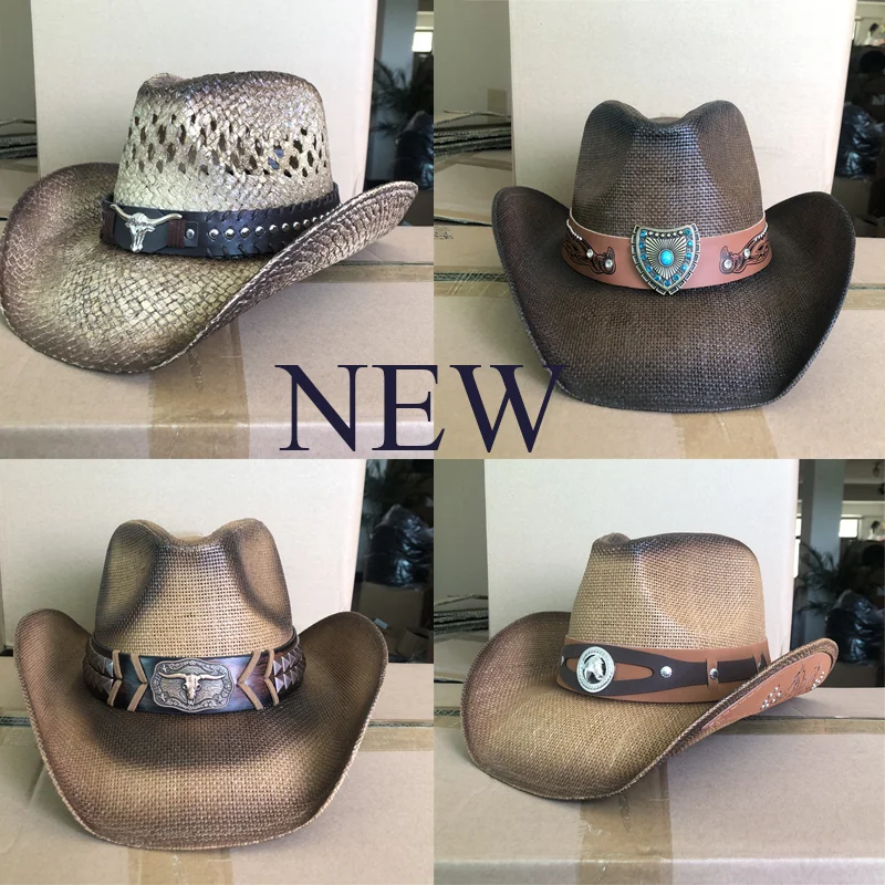 Western cowboy hat khaki polished color change thickened summer cowboy hat sun hat new knight hat cowboy men and women