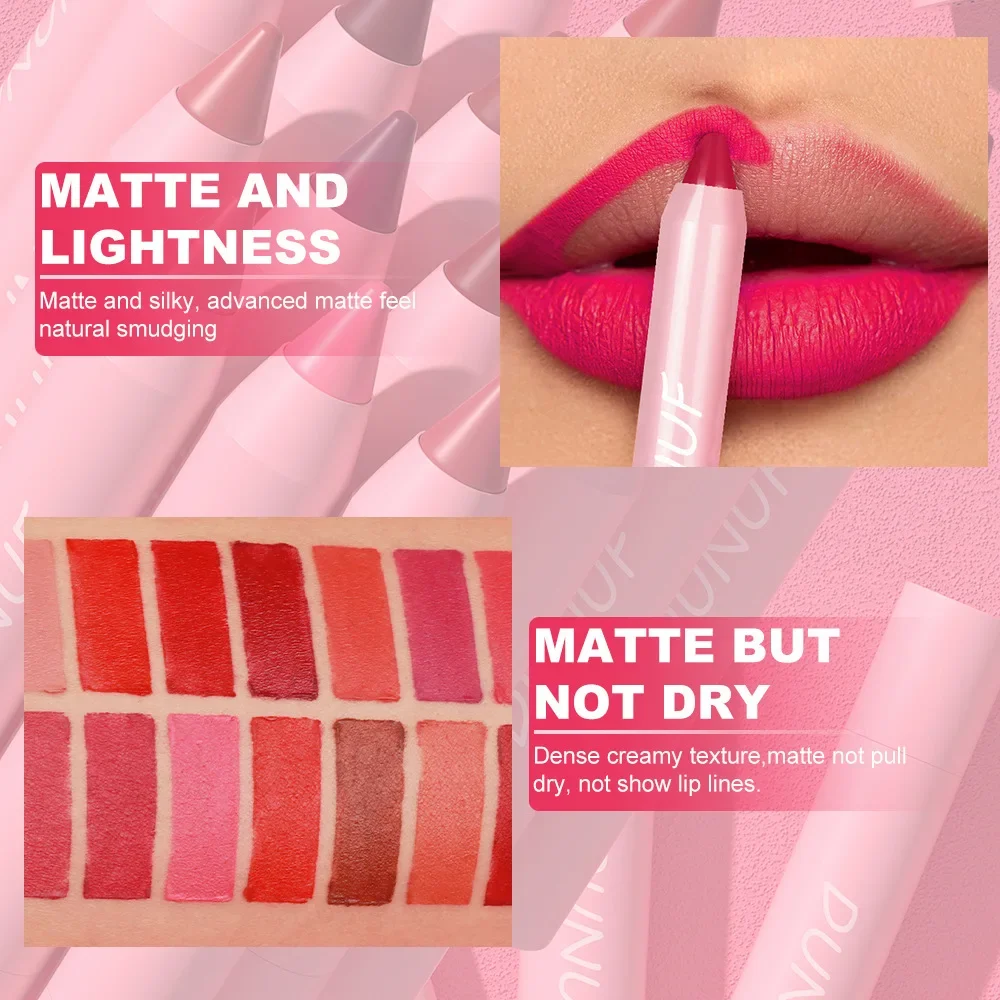 6-kleuren Lippenstift Potlood Waterdicht Sexy Rode Matte Contour Tint Lippenstift Aanhoudende Anti-Stick Cup Lipliner Pen Lip Make-Up Cosmetica