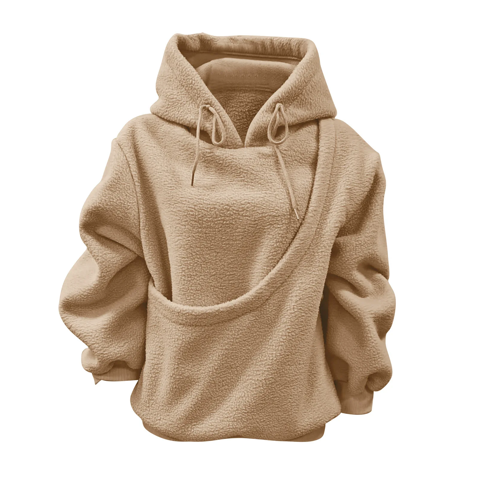 Solid Color Women Kangaroo Hoodie Sweatshirt with Pet Pocket Cat Dog Bag Carrier Comfortable Unisex Hooded Sweatshirt 5