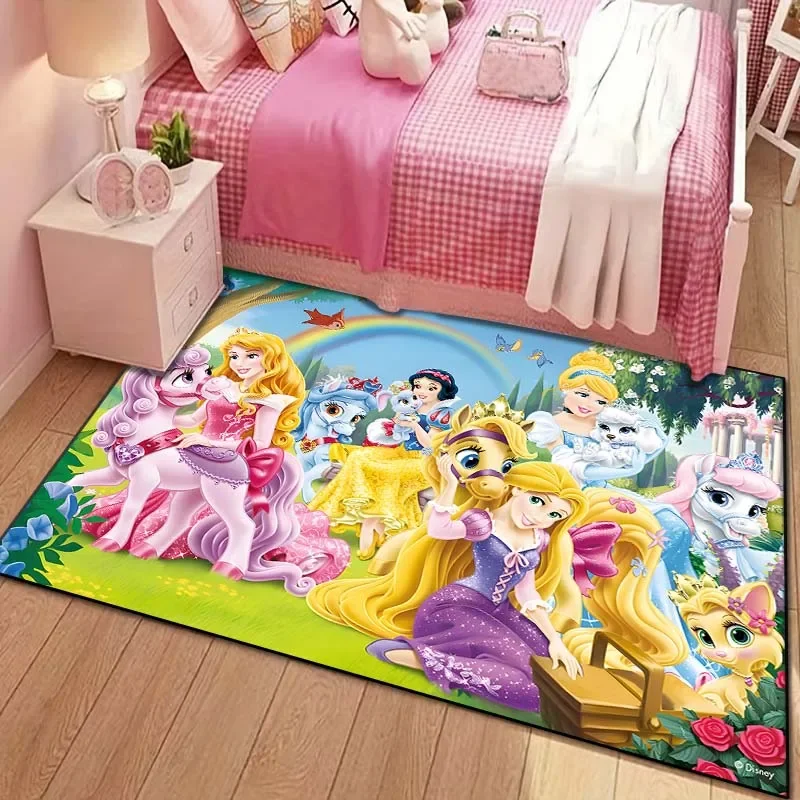 Disney All Princess Pattern Living Room Bedroom Carpet Bedside Bathroom Floor Mat  Area Rug Kid's Room Home Pink Room Decor