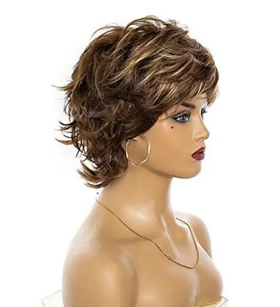 Wig pendek sintetis untuk wanita putih Wig abu-abu Wig abu-abu perak untuk Wig wanita Wig rambut alami wanita