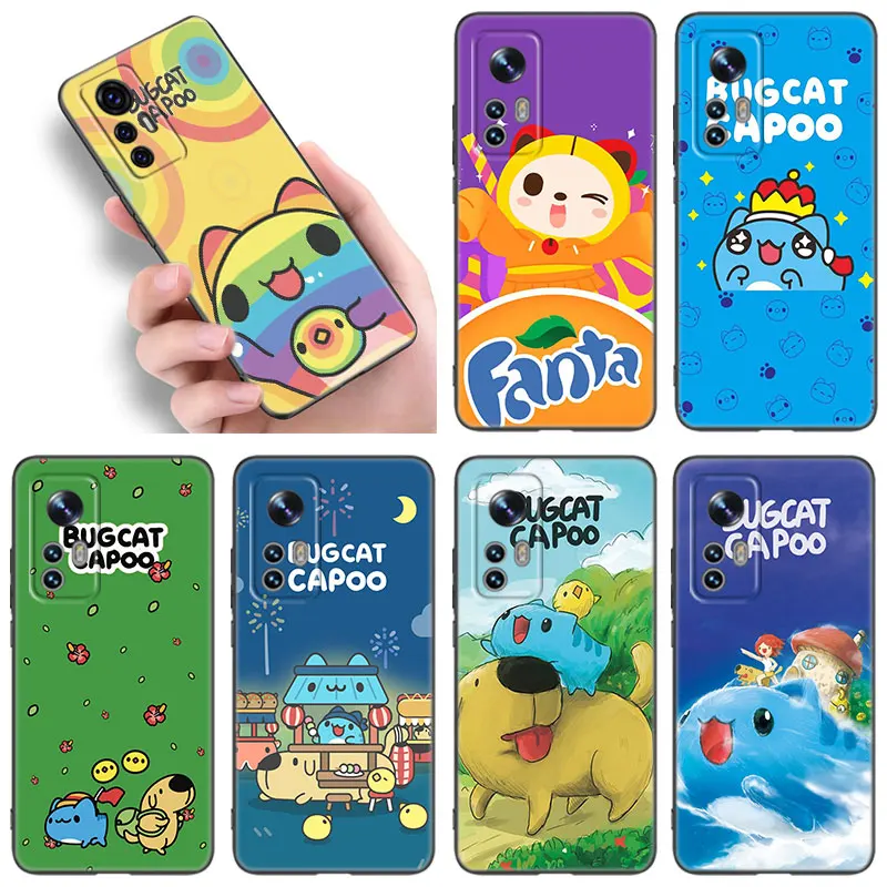 BugCat Capoo Animal Black Silicone Phone Case For Xiaomi Mi 9 SE 8 10T 11 12 13 Lite 9T 11T 12S 12T 13T 14 Pro 5G NE 11i 12X