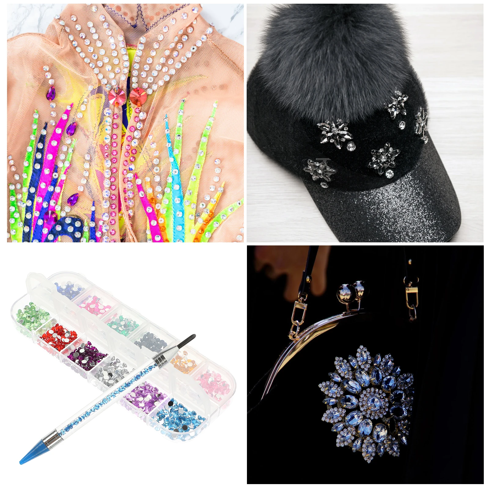1 jeu de stylos à pointe, Kit d'outils, applicateur de sélecteur de strass avec boîte en strass bleu pour perles, artisanat d'art, bricolage