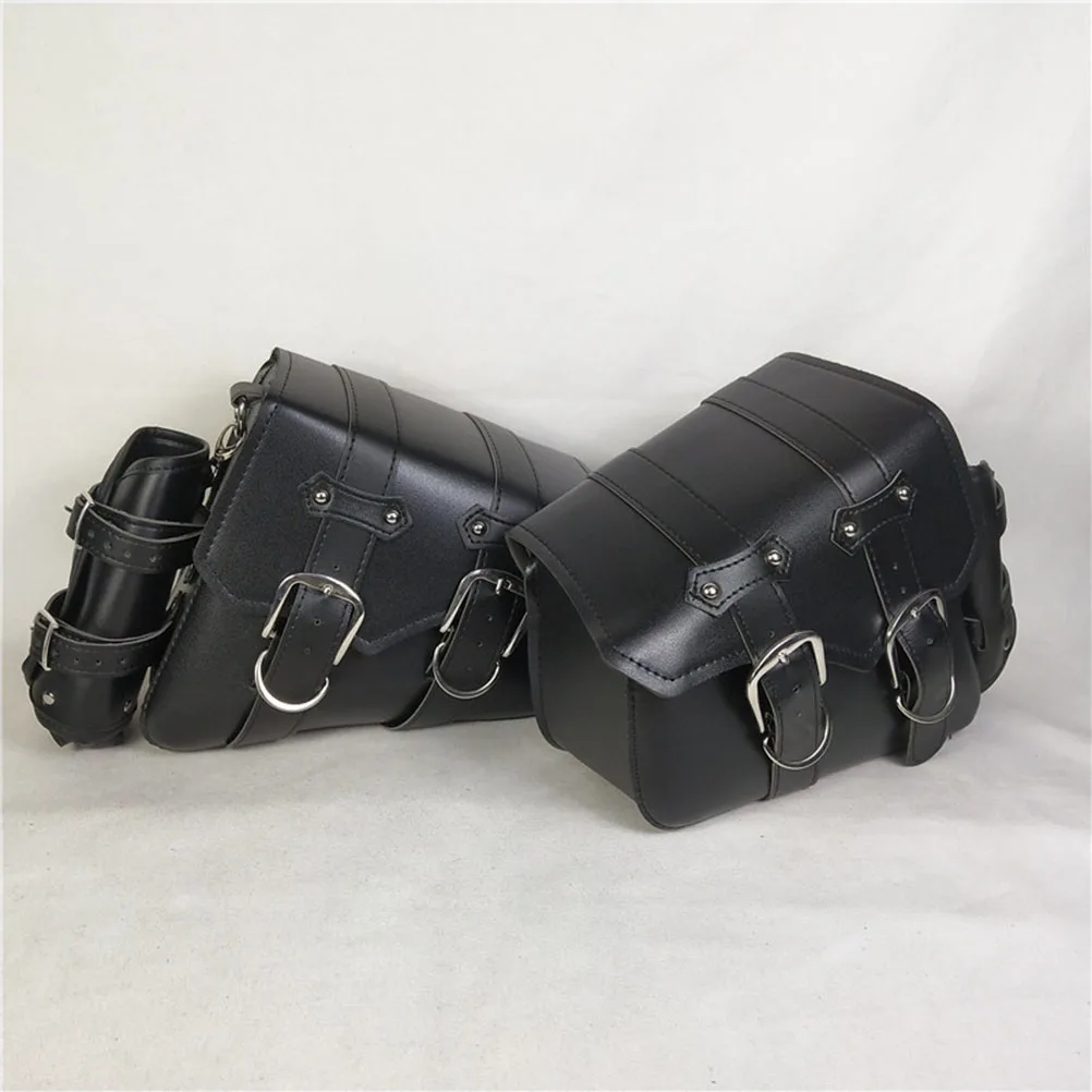 

Motorcycle Rear Seat Bag Large Capacity Waterproof PU Saddle Bags for Folding Road Mountain Bike Black Easy Clean Durable Design