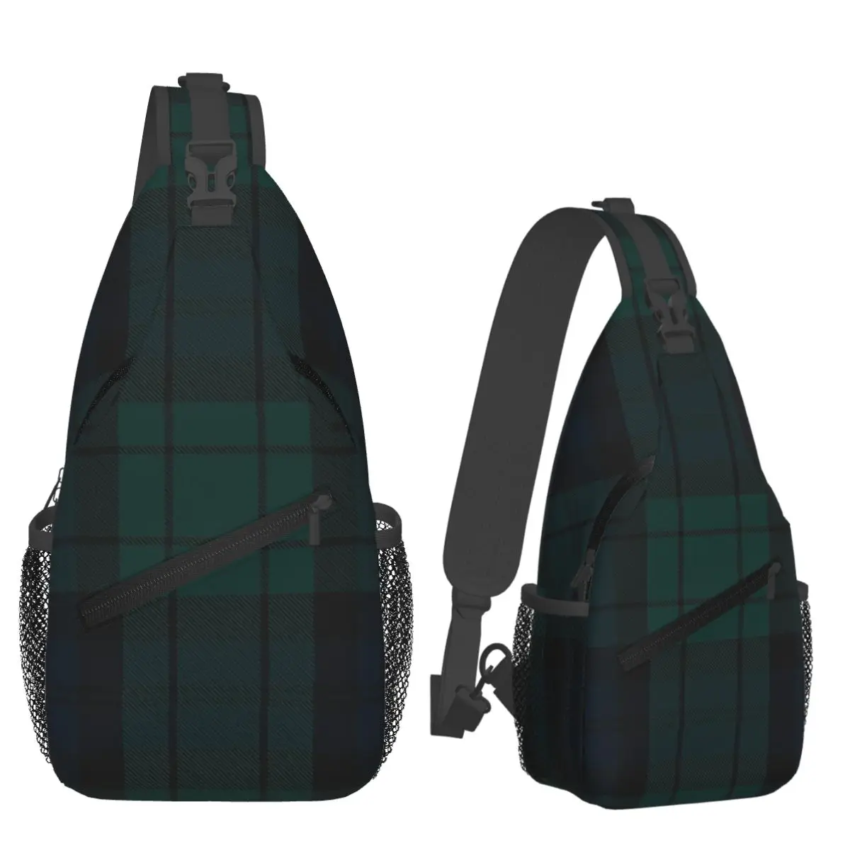 

Black Watch Tartan Chest Bag Men Sling Crossbody Backpack Chest Bag Traveling Hiking Daypack Shoulder Bag