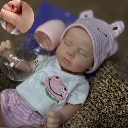 Attyi-全身ソリッドシリコン生まれ変わった人形、洗えるベベ、塗装された新生児、女の子と男の子、口を開けることができます、13インチ、loulou