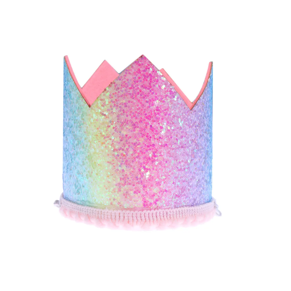 

Rainbow Crown Birthday Hat Bonnets for Babies Toddler Crown Cap Party Hats Tiara Headband Girls Shiny Design Material