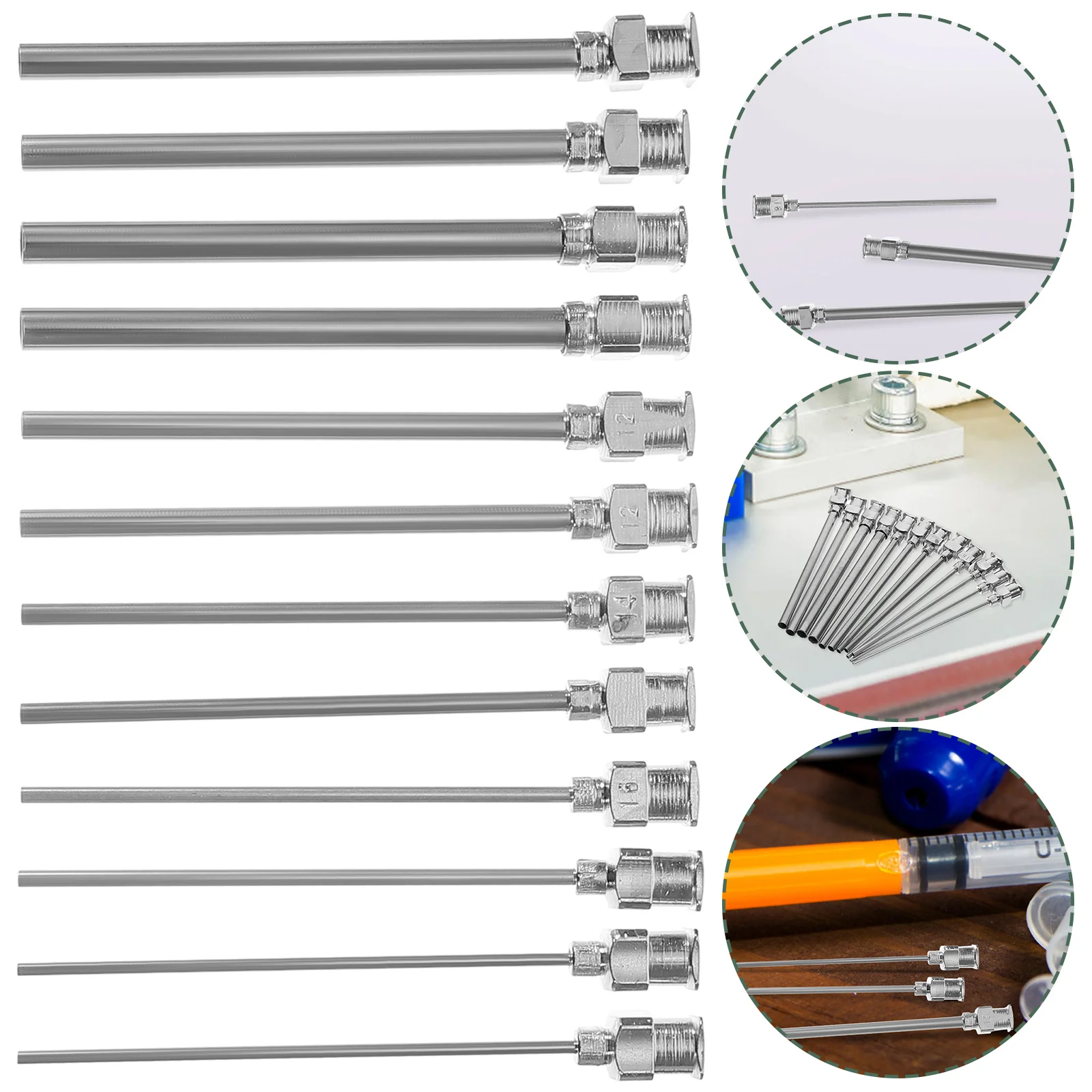 

12pcs Dispensing Needle Set Stainless Steel Precision Blunt Tip Luer Lock Dispensing Head Wide Lock Needles Tip