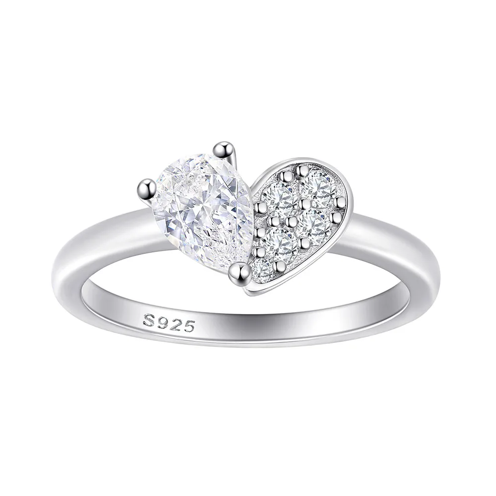 

Apexelle Brand Fashion Jewelry 925 Sterling Silver Rings Heart Shaped Zircon Wedding Ring For Women Premium Jewelry