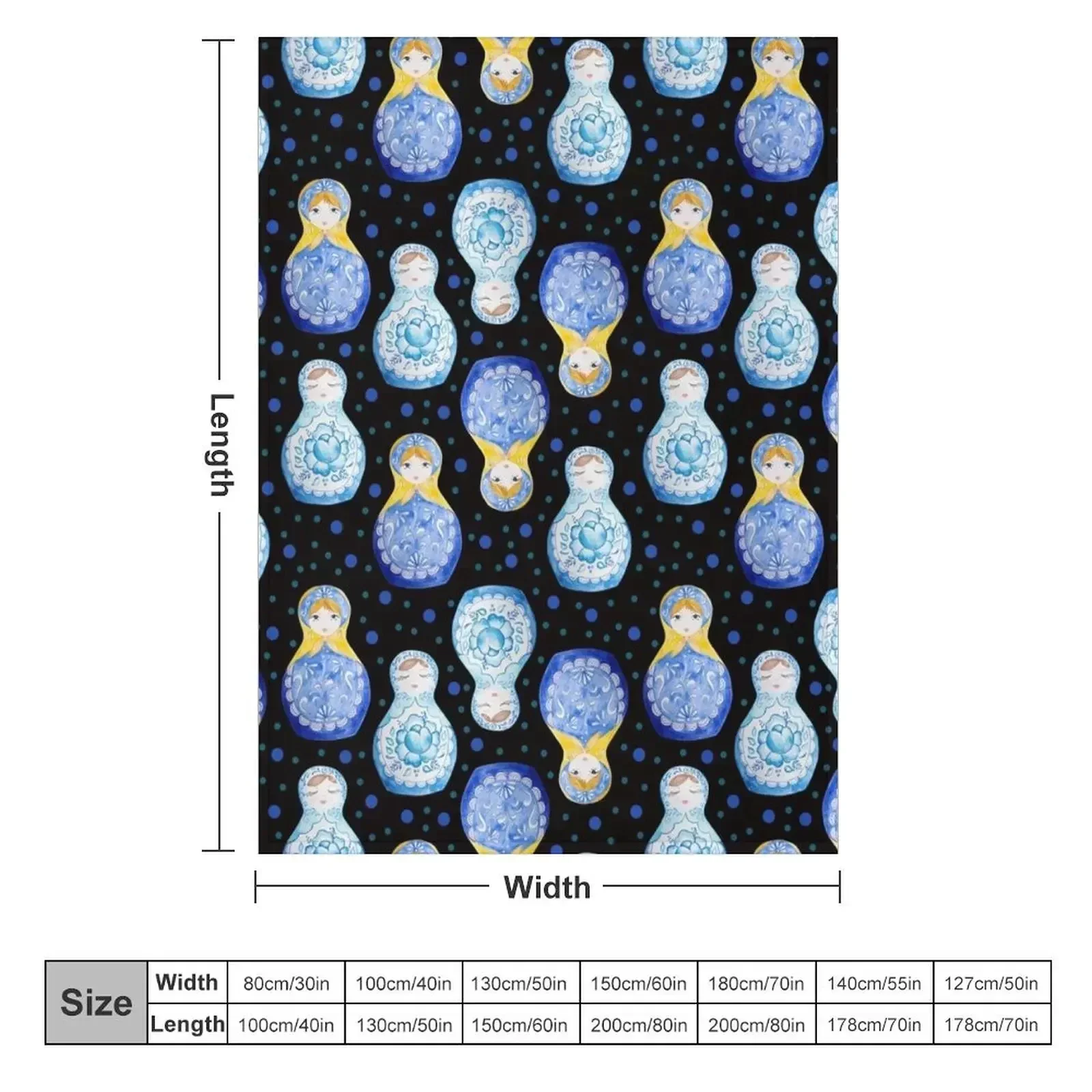 Blue nesting dolls Throw Blanket valentine gift ideas Custom for winter Weighted Flannel Beach Blankets