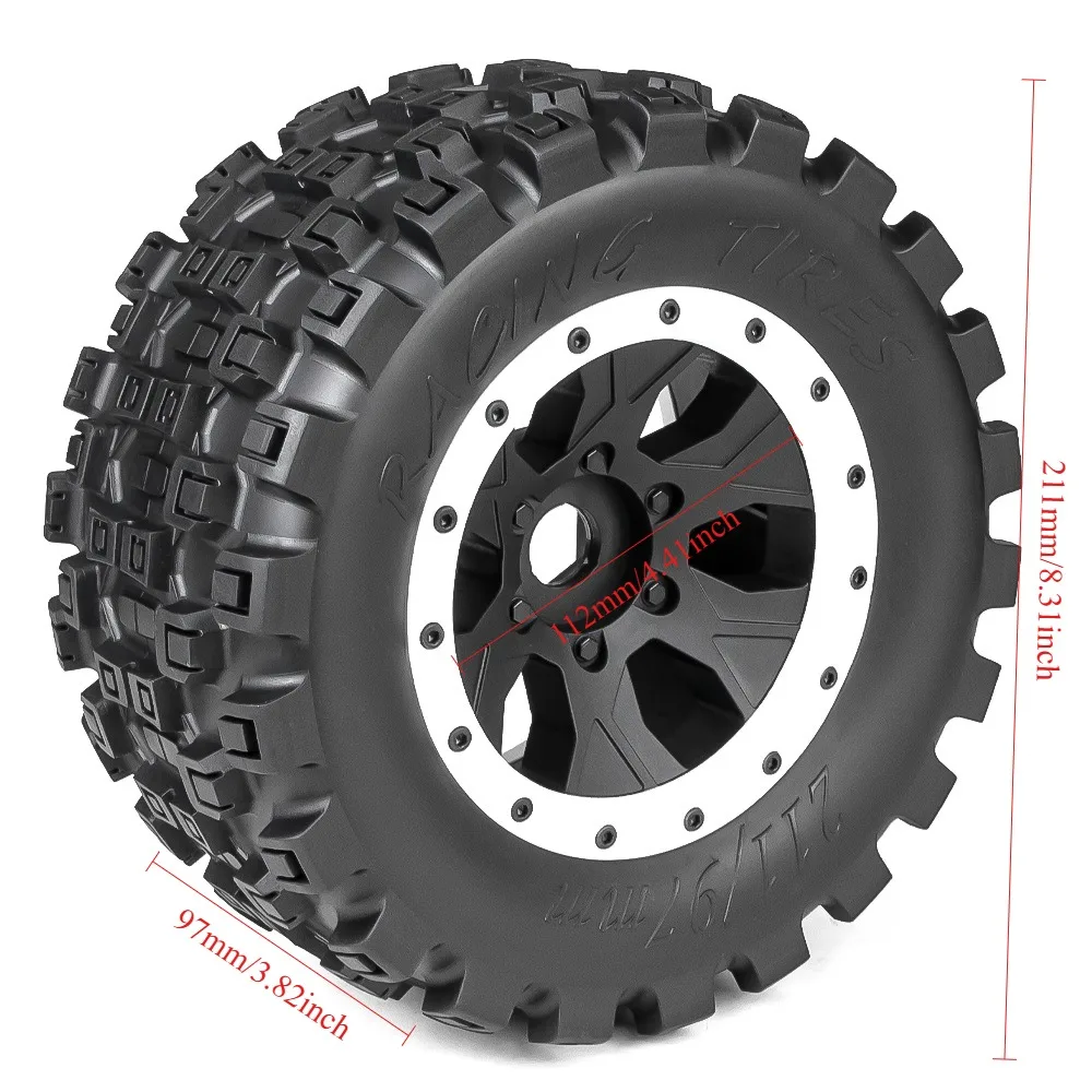 2 قطعة 211 مللي متر 1/5 عربات التي تجرها الدواب الإطارات الإطارات ل Arrma 1/5 Kartun 8S منبوذ 8S ل Trxs 1/5 X-MAXX RC سيارة