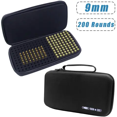 Caja de almacenamiento de munición de 200 rondas y 9mm, caja de almacenamiento segura para viaje con cerradura para 9MM Luger, 380 ACP, 32 ACP, 30 Luger, 32 S&W, 40 S&W