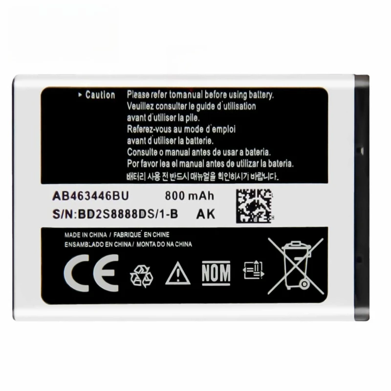 삼성 X150/X208/C3520 휴대전화 배터리용 새로운 AB463446BU 800mAh 휴대전화 배터리