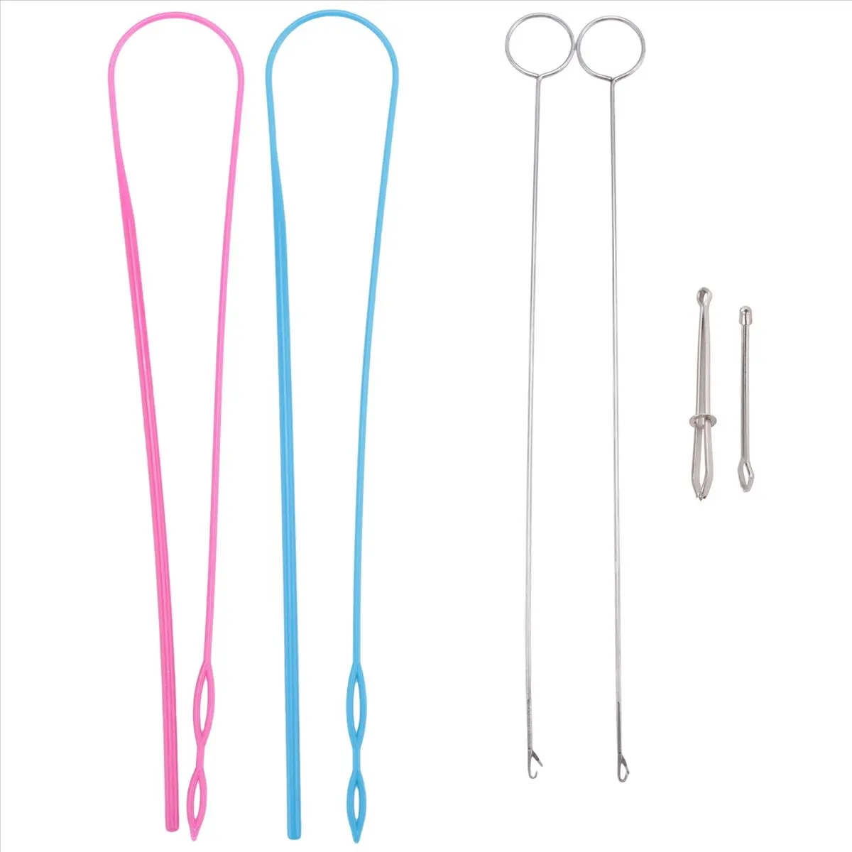 MALL 6 Pieces Sewing Loop Kit, Loop Turner Hook Flexible Drawstring Threader Metal Tweezers Long Loop Turner Tool with