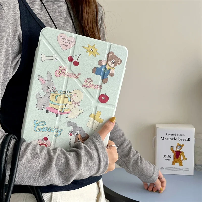 Cute Cartoon Detachable Tablet Case for Apple iPad Air 2024 13 inch Pro 11'' 12.9 inch Air 5/4 10.9 10th 7/8/9 10.2 inch Cover