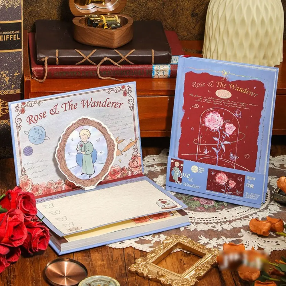 Creative Scrapbook Rose Series Notebook Hand Ledger Vintage Diary Book Hardcover Exquisite Notepad Student