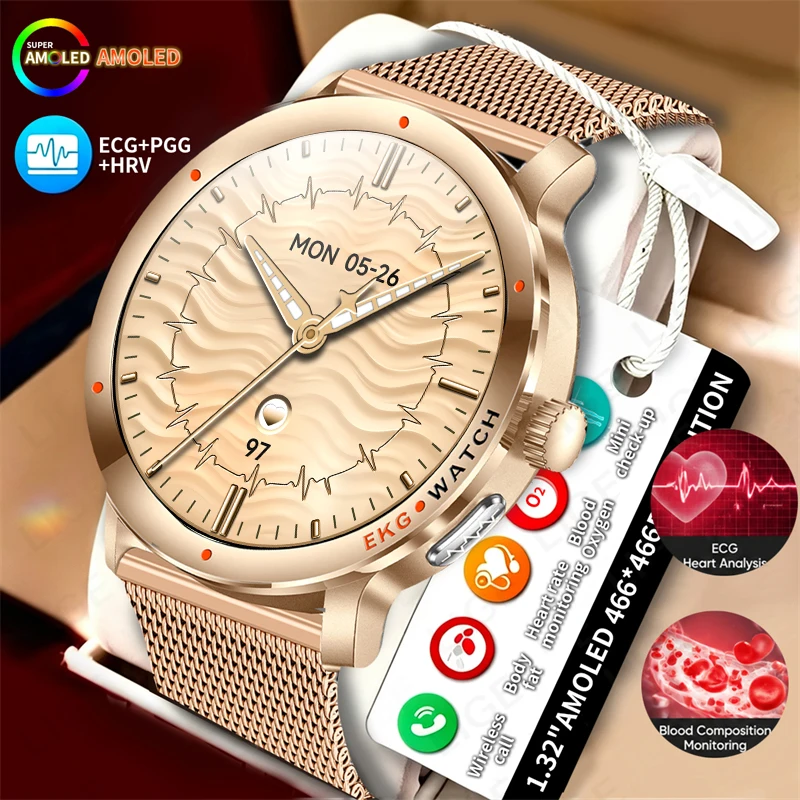 LIGE New ECG+PPG Smart Watch Women BT Call Heart Rate Blood lipids Uric acid Health Monit BMI Fat Watches Sports Smartwatch Men