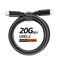 1M 2M 3M USB 3.2 Gen 2x2 Type C to C Cable 20Gbps USB C Data Sync Cable For 4K@60Hz 5A 100W USB-C PD Fast Charging Charger Cable