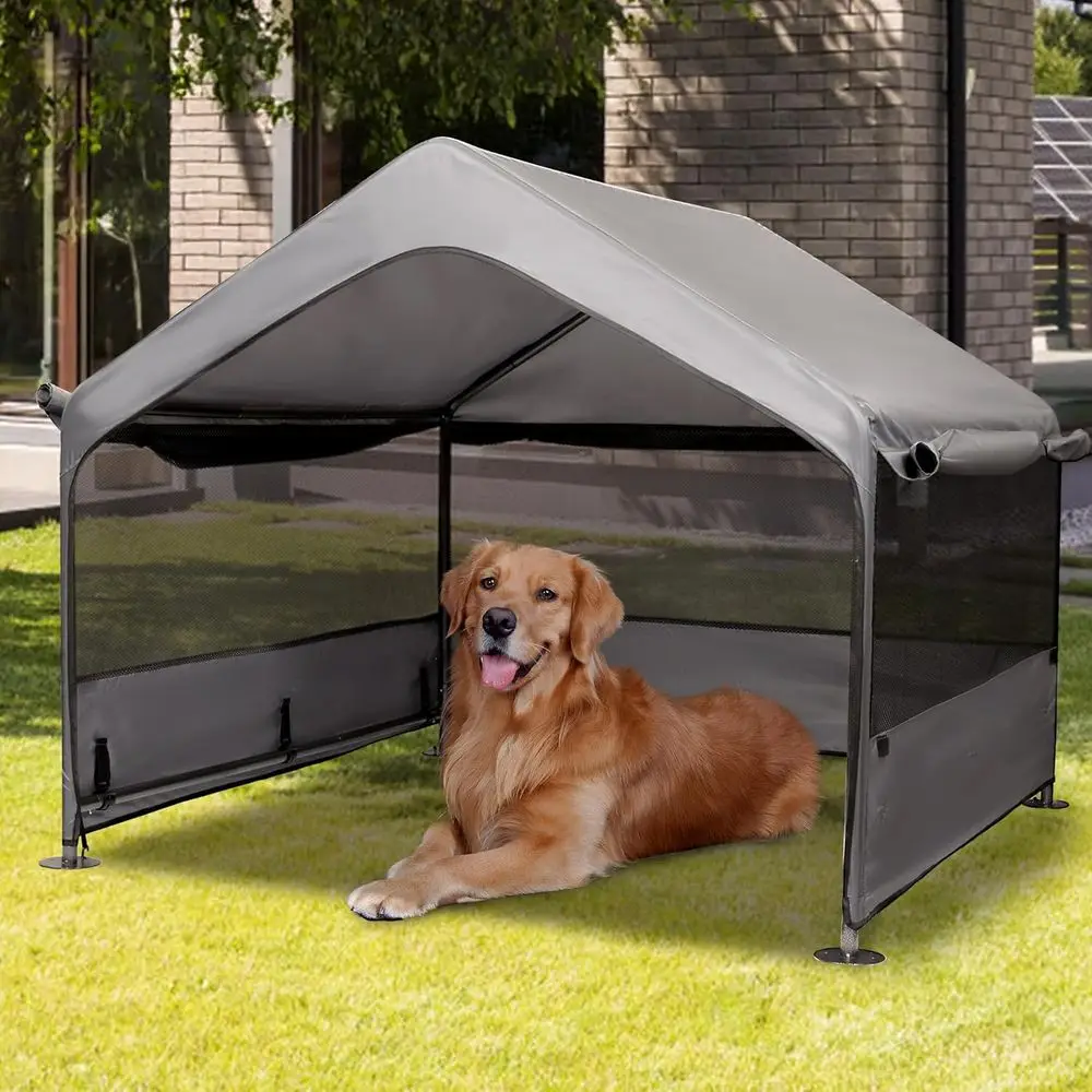 Caseta para Perros Extra Grande para Exteriores, Tienda de Campaña para Perros, Refugio para Perros Grandes con Toldo y Ventanas de Malla Transpirable de Tres Lados