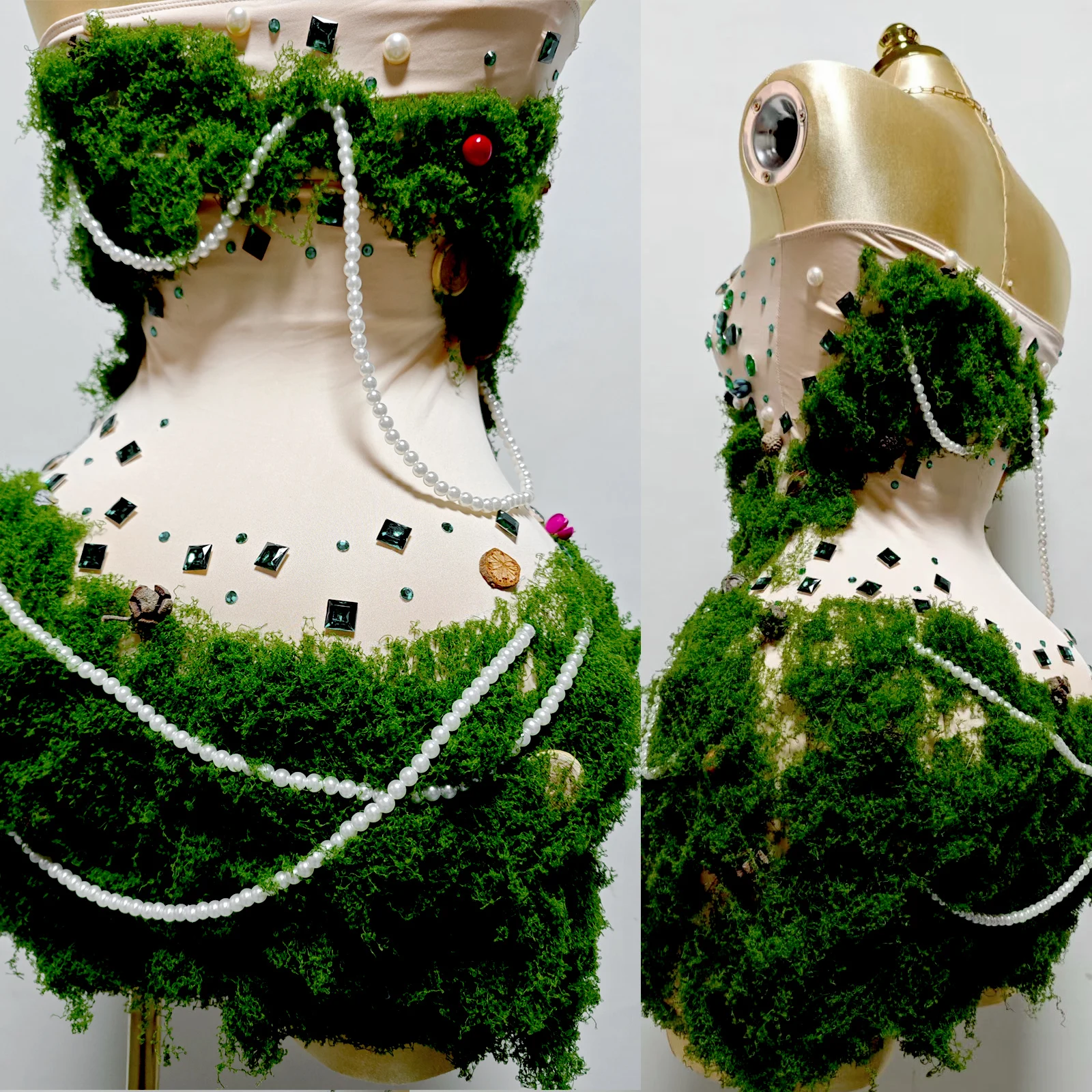 فستان نسائي مثير ومبتكر لؤلؤي أنيق لحفلات أعياد الميلاد فستان موس فستان الرقص لمرحلة الأداء والاحتفال