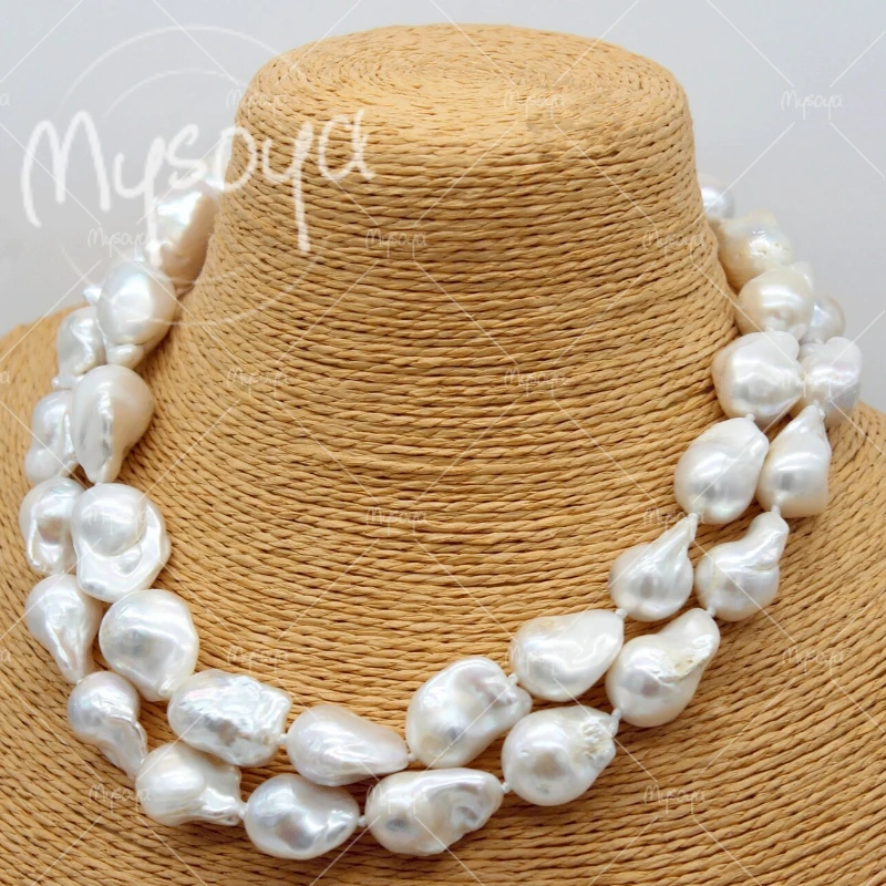 

MYSOYA 11-13mm Large White Baroque Pearl Necklace, Suitable for Birthday/Wedding/Mother's Day/Father's Day Gift A0986