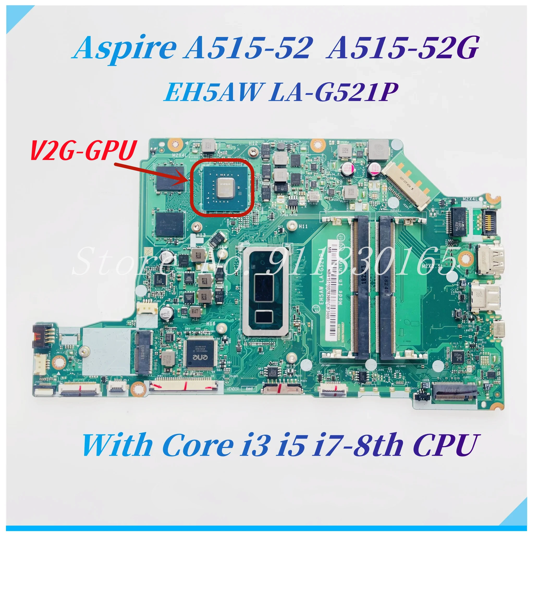 laptop motherboard para acer aspire a51552 a515 52g eh5aw la g521p i3 i58265u i79565u cpu uma v2g gpu ddr4 mainboard 01