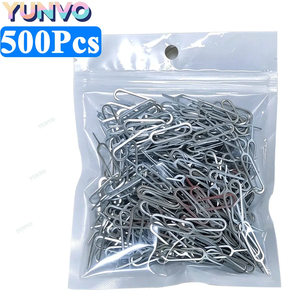 100/200/500Pcs SIM Card Ejector Pin Stainless Steel SIM Tray Removal Needle Key Tool Universal for Mobile Phones Compatible