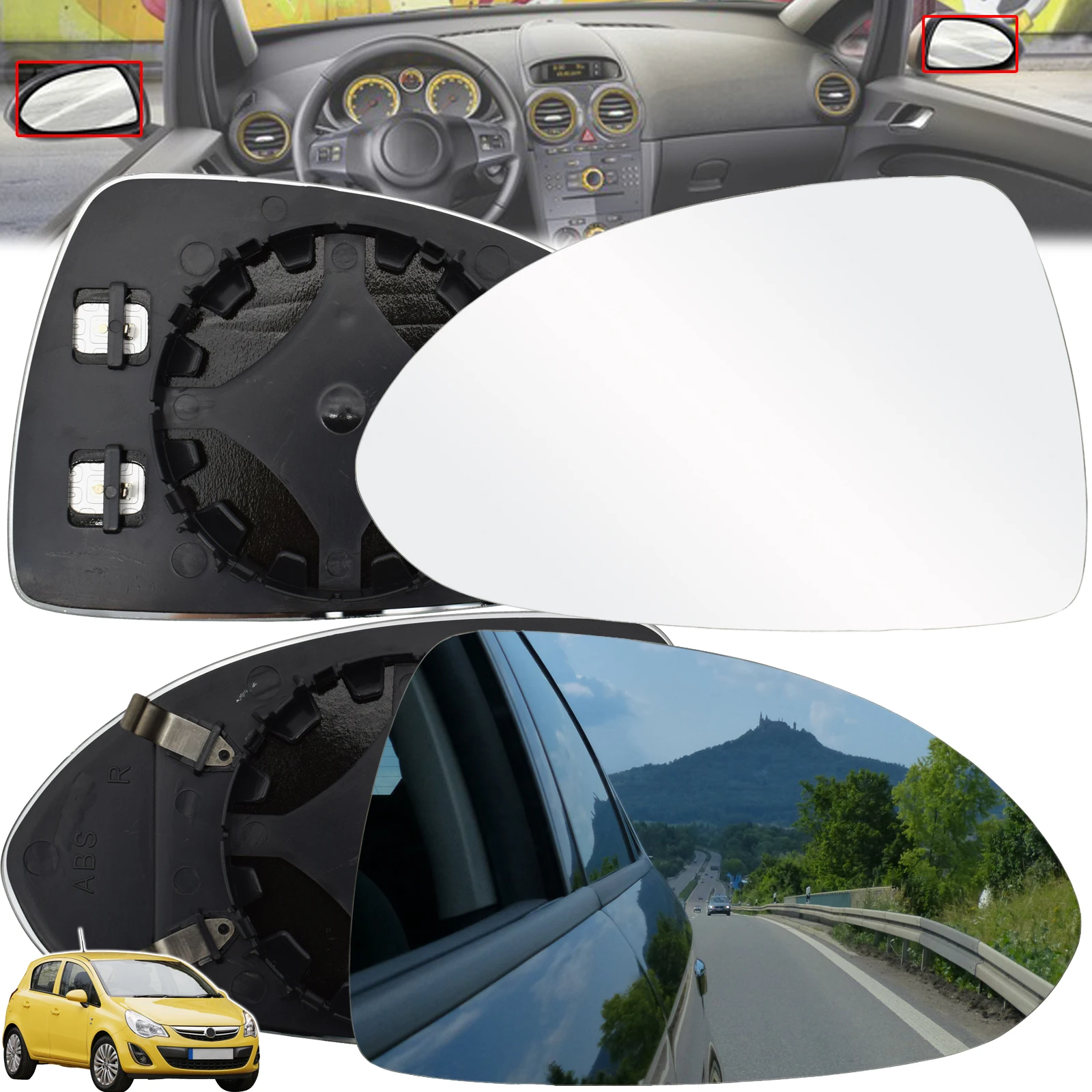 For Opel / Vauxhall Corsa D 2006 - 2014 E 2014 - 2020 Left / Right Door Side Wing Mirror Glass Heated Convex Rear View Rearview