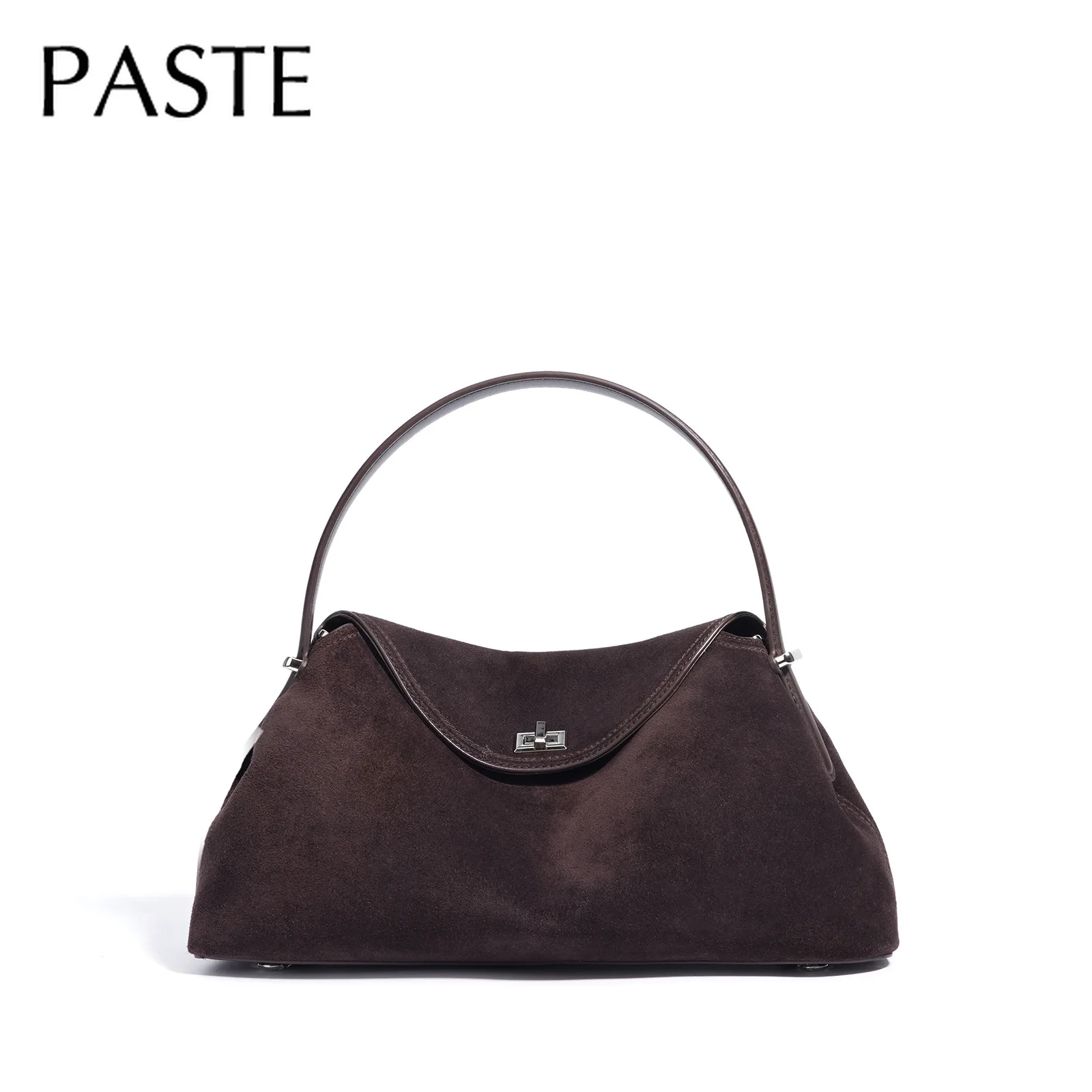 

2026 Autumn Winter All-match Bowling Tote All-match Matte Suede Cowhide Leather Women Shoulder Bag Coffee Purple Noble Handbag