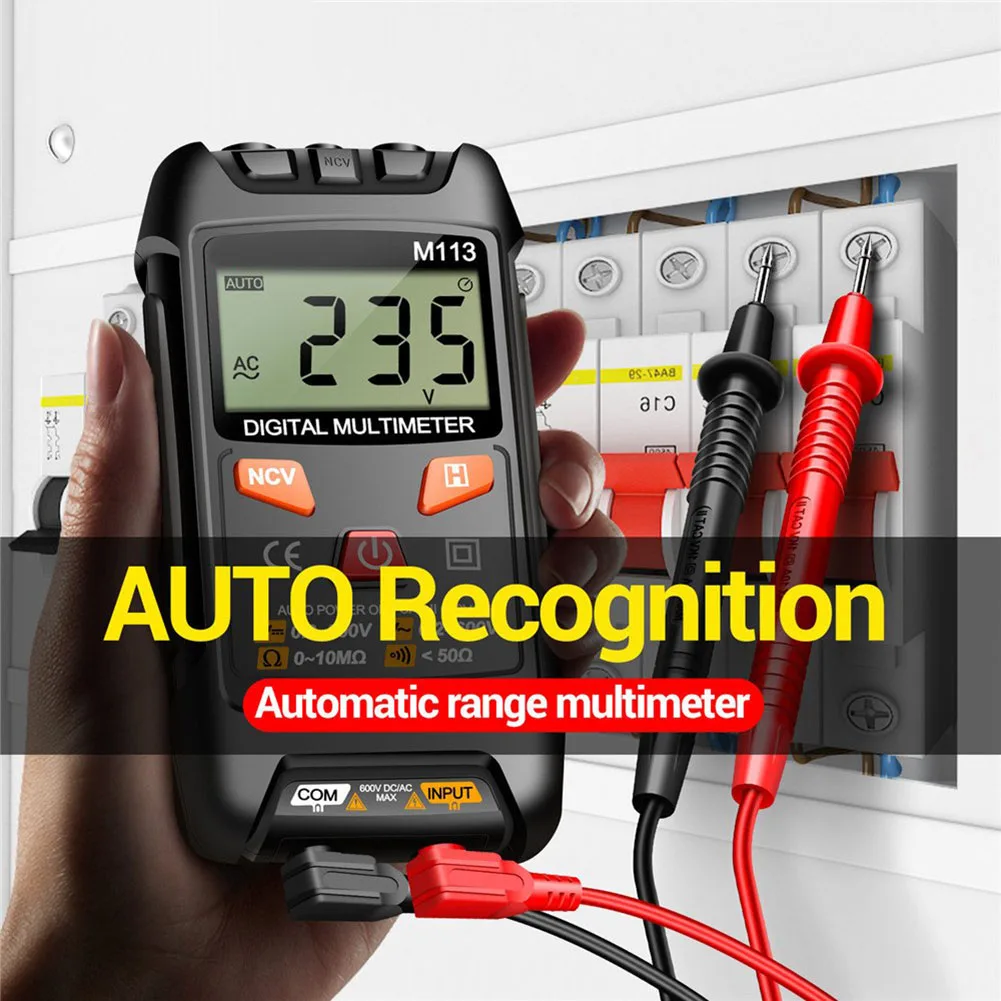 M113 Auto-Range Digital Multimeter AC/DC Voltage Tester 1999 Counts NCV Induction Handheld Multimeter With Test Probe Leads